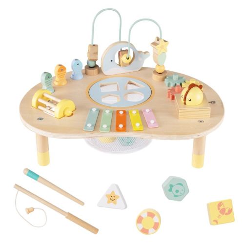 Costway 7-in-1 Toddler Activity Table with Bead Maze, Fishing Game, Xylophone, Music Box