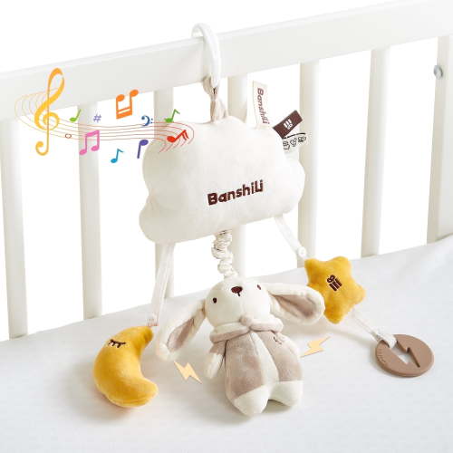 BanshiLi Baby Car Seat Toys Stroller Sensory Toys for 0-12 Months,Baby Crib Hanging Toys for Newborn Gifts, Boys and Girls, White