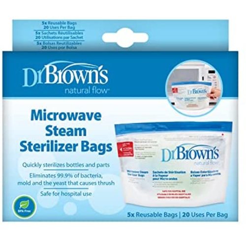Dr. Brown’s Microwave Steam Sterilizing Bags for Baby Bottles, Pacifiers and Accessories