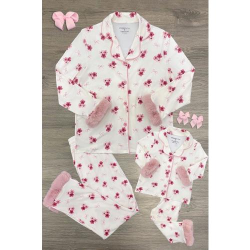 Mom & Me - Fuzzy Flower & Bow Pajamas