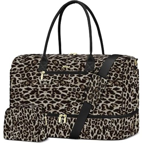 Travel Weekender Bags for Women: Duffel Bag with Shoe Compartment Overnight