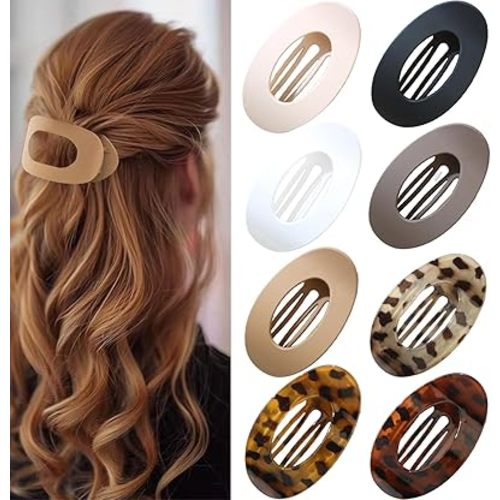 8 PCS Flat Hair Clips for Women, French Design Flat Hair Claw Clips, Strong Hold Matte Hair Barrettes for Women Thin Hair, Duck Billed Hair Clips for Daily Styling Christmas Gifts