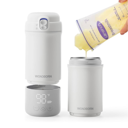 Portable Bottle Warmer for Travel, Dishwasher Safe, 3X Faster & Even Heating, 8 Feeds per Charge, 17oz, 1℉ Precise Adjust, Thaw, Keep Warm, Use While Charging, for Breastmilk & Formula