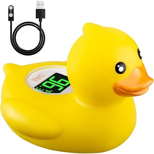 b&h Baby Bath Thermometer - USB Rechargeable, Instant & Accurate Temperature Readings, Waterproof, Digital Water Temperature Monitor for Newborns & Toddlers (Classic Charging Duck)