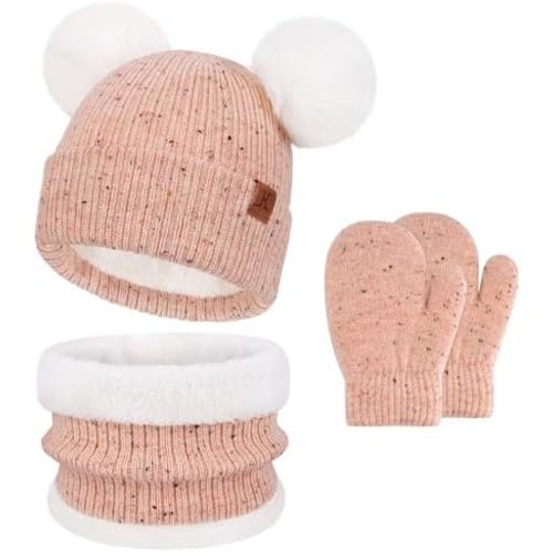 FZ FANTASTIC ZONE Kids Toddler Winter Hat and Gloves Scarf for 0-4Y Gift