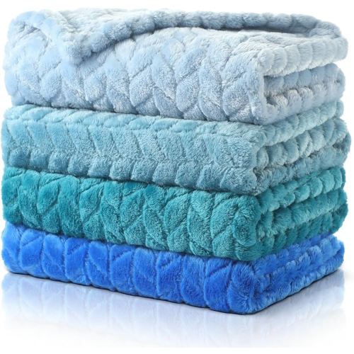 Frienda 4 Pcs Baby Fuzzy Blanket Fluffy Baby Blanket for Boys Girls Soft Warm Infant Newborn Toddler Receiving Nursery Bed Supplies, 32 x 24 Inch(Blue Color)