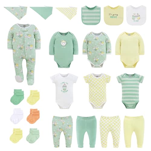 The Peanutshell 23-Piece Gender Neutral Baby Clothing Set, 100% Cotton, Newborn Essentials Must Haves, Cu-Tea