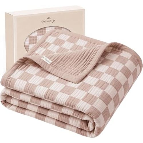 Konssy 100% Cotton Muslin Baby Blanket for Girls Boys, 40"x36"