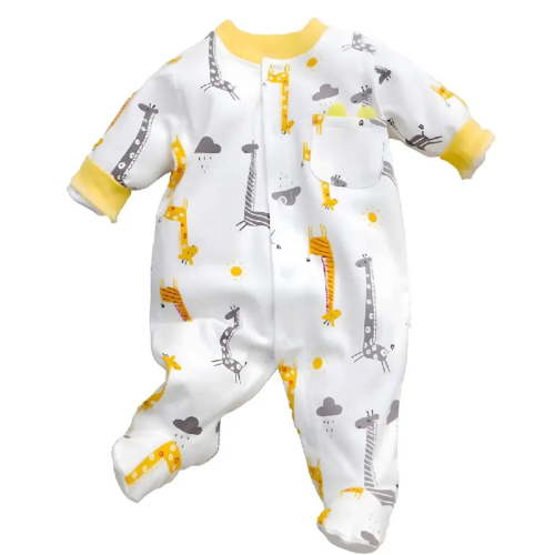 Unisex Giraffe Baby Jumpsuit, 100% Cotton with Snap Closure