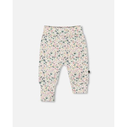 Deux par Deux Girl Organic Cotton Evolutive Pant Off-White Floral - 3 Months
