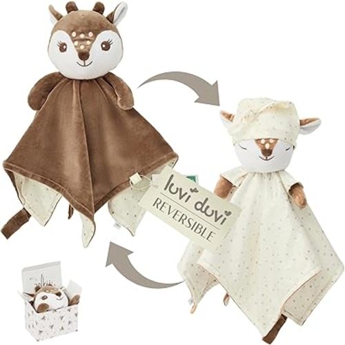 Zelkii Reversible Loveys for Babies, Security Blanket for Babies, Baby Lovey for Girls and Boys for Sleep or Awake.