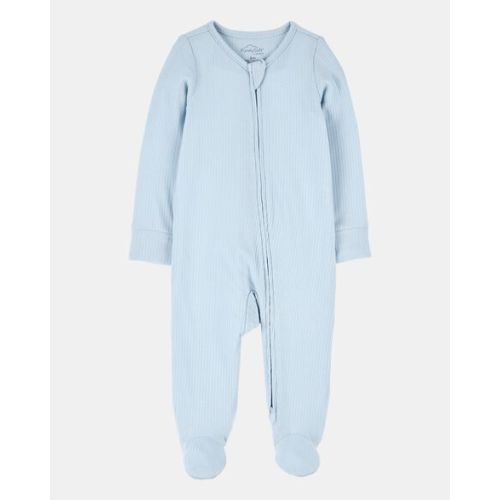 Baby Boy Solid 2-Way Zip PurelySoft Sleep & Play Pajamas - Blue - Carter's | Carter's
