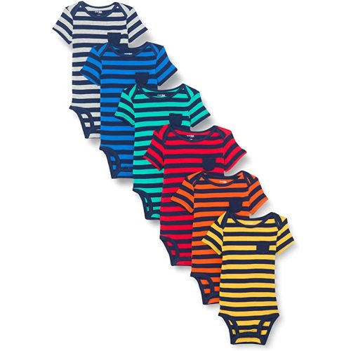 Simple Joys by Carter's Baby Boys' Short-Sleeve Bodysuit, Pack of 6 - 6-9 Months - Stripe