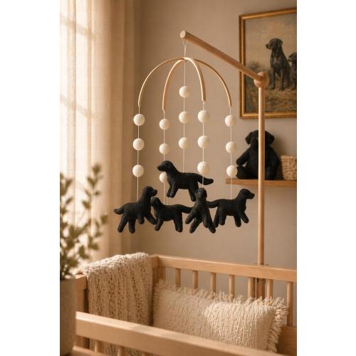 Custom Chocolate Labrador Baby Mobile: Handmade Felt Puppy Crib Mobile
