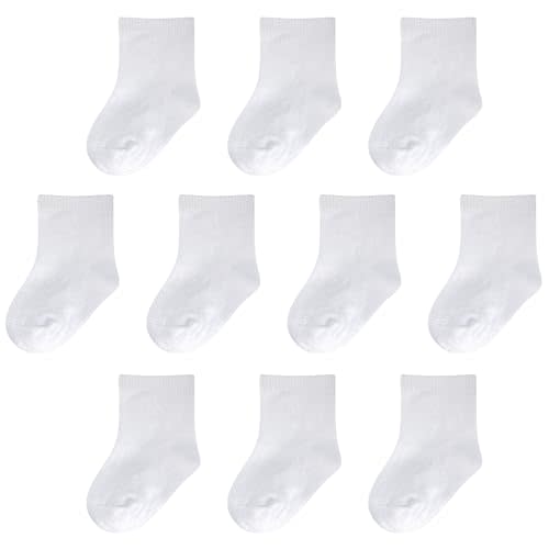 Baby Socks 0-3 months Infant White Crew Socks Baby Girls Newborn Dress Socks Boys Baptism Christening 10 Pack