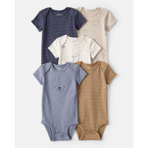 Baby Boy 5-Pack Dog Print Multipack Bodysuits - Blue/White/Navy/Brown - Carter's | Carter's