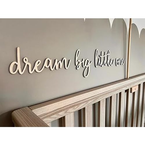 Wooden Dream Big Little One Sign for Backdrop - Nursery Wall Decor Wall Art Neutral Nursery Sign for Boys Girls Bedroom Home Farmhouse Living Playroom