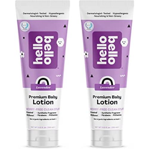 Hello Bello Premium Baby Lotion I Vegan and Cruelty Free Moisturizing, Non-Greasy Lotion for Babies and Kids I Soft Lavender Scent I 17 FL Oz (2 Packs of 8.5oz)