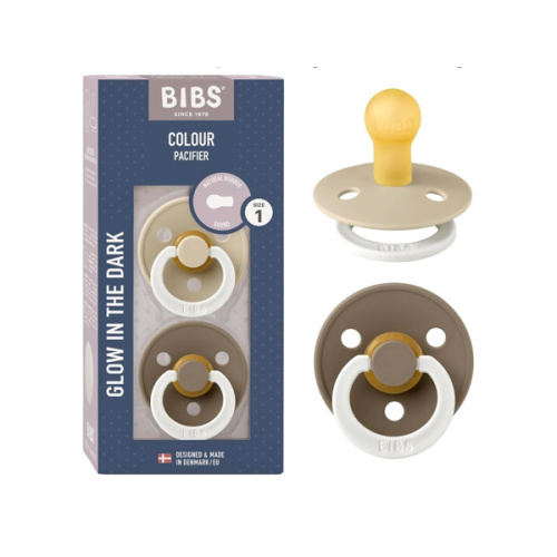 BIBS Colour GLOW 2 Pack - Vanilla/Dark Oak Pacifiers – Bibsworld store US