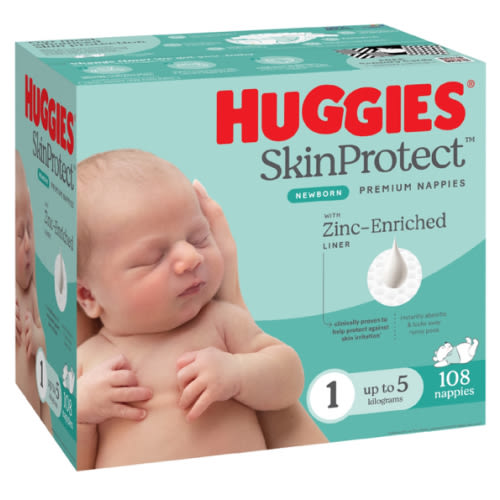 Huggies Newborn Nappies Size 1 (up to 5kg) 108 pack | Woolworths