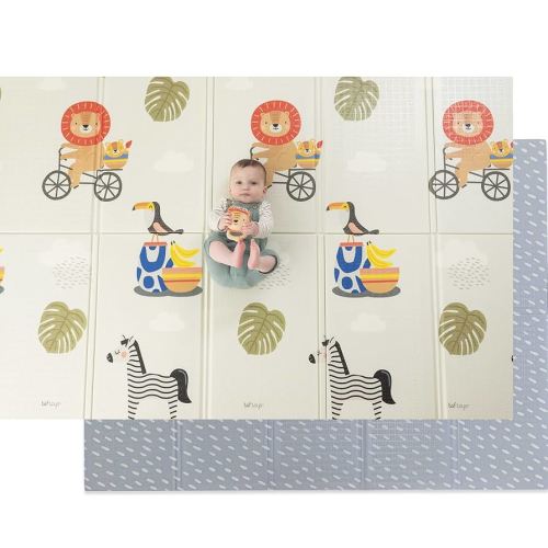 Extra Large Cushioned Baby Foam Play Mat, Thick Reversible Foam Mat. Perfect for Crawling, Waterproof, Includes Travel Case, Bonus 6 Double Sided Millstone Cards by Taf Toys