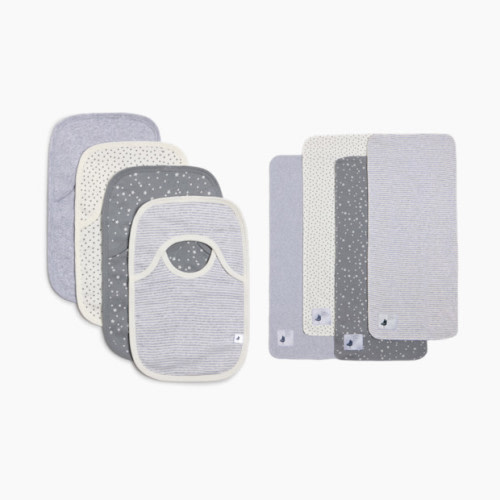 Small Story Organic Lap Bib & Burp Cloth Bundle - Grey