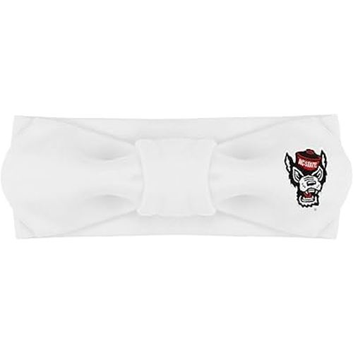 Creative Knitwear North Carolina State Wolfpack Infant Girls White Solid Hair Knot Headband Embroidered Logo - Size Newborn - 4T