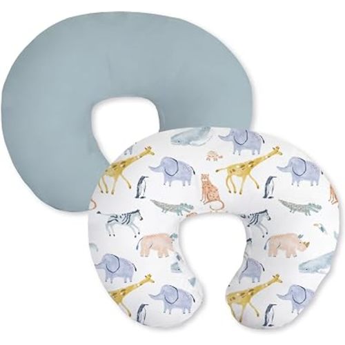 Little Grape Land Nursing Pillow Covers 2 Pack, Soft & Breathable Removable Breastfeeding Pillows Covers for Feeding Pillows, Nursing Pillow Slipcover for Baby Girls Boys, (Fauna)