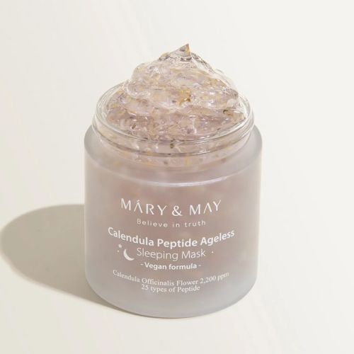 Mary&May Vegan Calendula Peptide Ageless Sleeping Mask 110g in 2025 | Sleep mask, Calendula, Mask