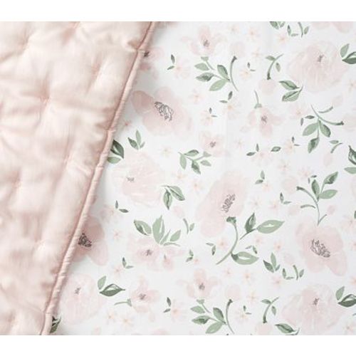 Organic Meredith Allover Floral Crib Fitted Sheet, Blush