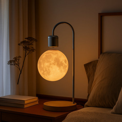 Wrought Studio™ Wireless Charging Levitating Moon Lamp Floating Led Night Lights | Wayfair