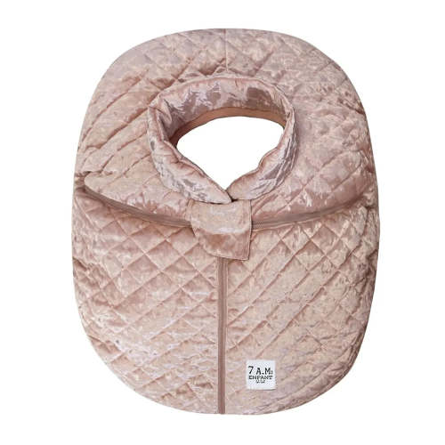 7AM Enfant Car Seat Cover Cocoon Velvet Quilted - Rose Petal - OS