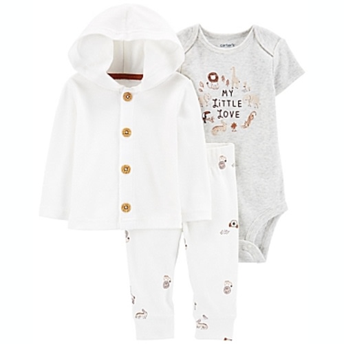 carter's® 6 Months 3-Piece Love Little Cardigan Set in Whitecarter's®