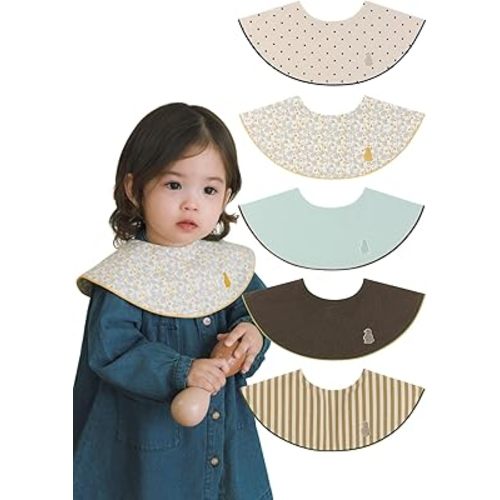 Konny Baby Bib 3/5/7-Pack Set, 360 ​​° Rotate, Soft and Absorbent Drooling for Toddler Boys Girls Baby Essentials