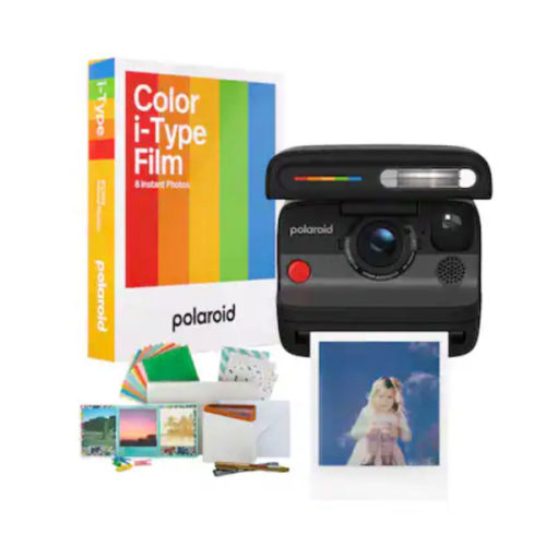 Polaroid Originals - Polaroid Flip Instant Camera (Black) with Color Film and Film Kit - Black/Black