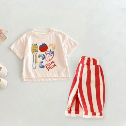 Baby 2-Piece Food Pattern Casual Pants Set 2-3T