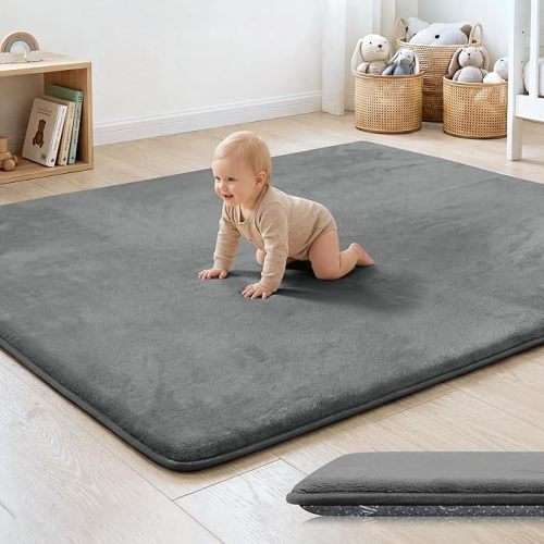 1.3" Thick Baby Floor Play Mat 79x118 Padded Foam Mat Dark Grey