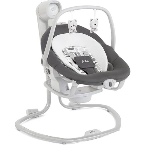 Joie Miso 2-in-1 Baby Swing & Rocker– Dual Motion Swing & Portable Rocker with 6 Speed Settings, Soothing Vibration, and 3 Recline Positions – Softglow Dimmable Light (Logan)