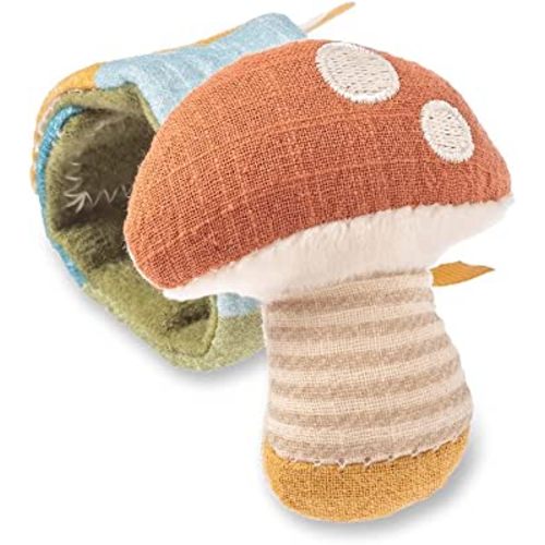 Itzy Ritzy Wrist Rattle – Wearable Itzy Bitzy Rattle for Babies; Made of Soft Cotton and Easily Attaches to Wrist; Makes Gentle Rattle Sound; Mushroom