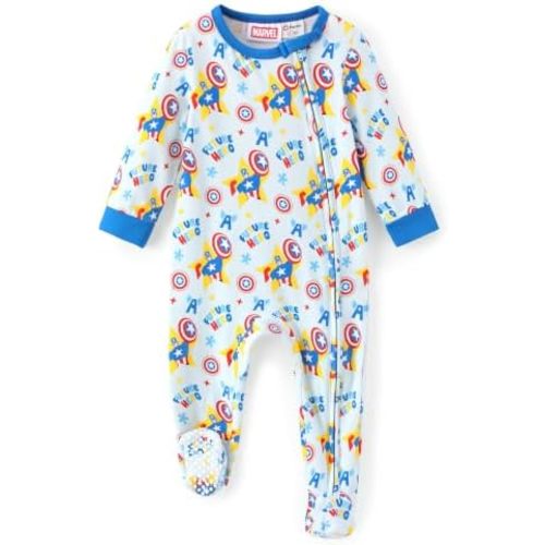 Disney Baby Boys Zip One-Piece Non-Slip Footie Romper for Newborn to Infant