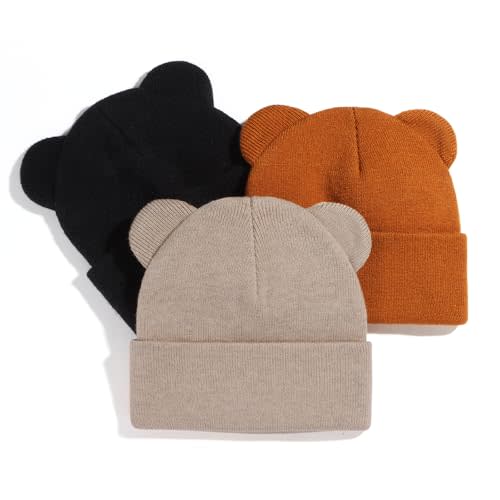 Baby Winter Beanie Hat,Kids Cute Bear Ears Soft Knit Beanie for Infant Boys Girl Warm Winter Hat Caps