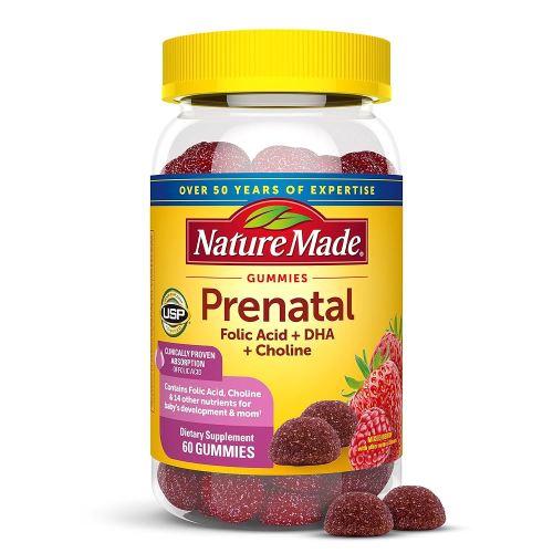 Nature Made Prenatal Gummies with DHA and Folic Acid, Prenatal Vitamin and Mineral Supplement for Daily Nutritional Support, 60 Gummies, 30 Day Supply