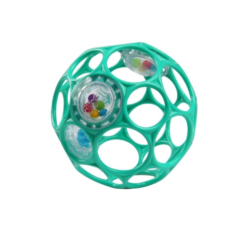 Bright Starts Oball Easy-Grasp Rattle BPA-Free Infant Toy in Teal, Age Newborn and up, 4 Inches