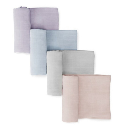 Organic Breathable Swaddle Blankets 4-Color Pack in Garden