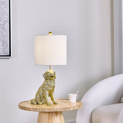 Mercer41 24.75" Gold Sitting Golden Retriever Table Lamp With Shade | Wayfair