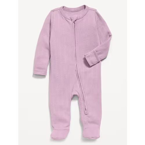 Ribbed 2-Way-Zip Sleep & Play Footed One-Piece for Baby