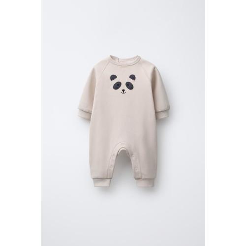 EMBROIDERED BEAR PLUSH JUMPSUIT - Ecru | ZARA United States