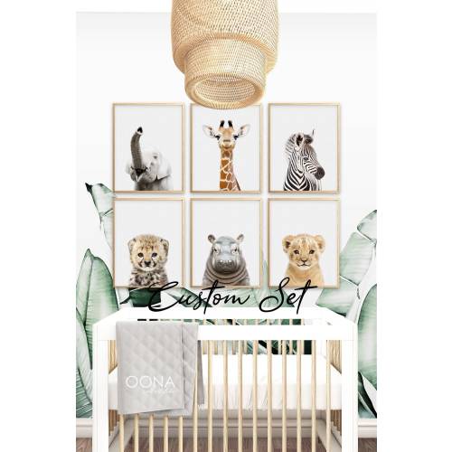 Safari Nursery Prints Set of 6 Jungle Animal Prints Baby Animal Wall Art PRINTABLE Zoo Nursery Decor DIGITAL DOWNLOAD Baby Room Kids Posters