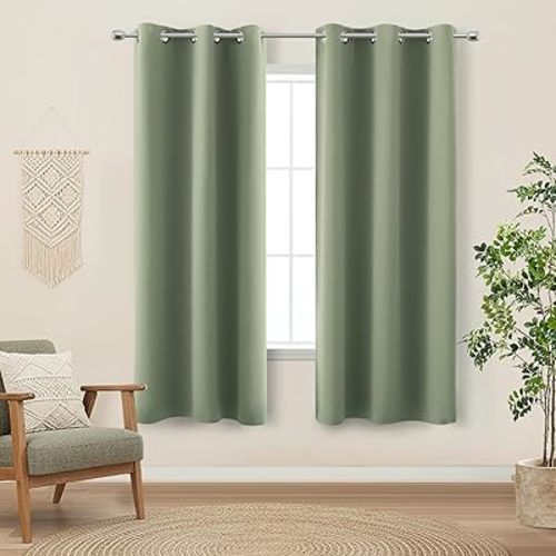 KOUFALL Sage Green Boho Blackout Curtains 72 Inch Length for Bedroom 2 Panels Set Home Office Organic Decor Grommet Thermal Room Darkening Living Room Window Black Out Curtains 72 Inch Long