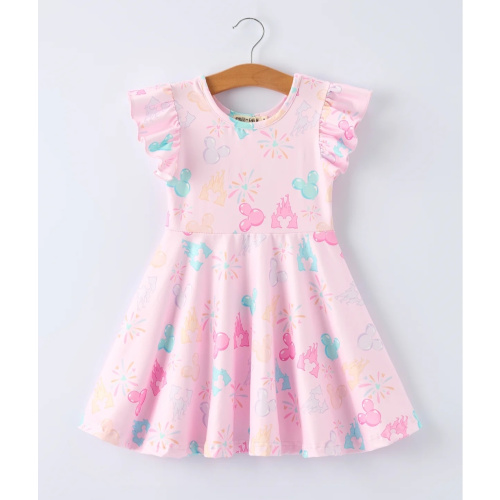 Spring Pink Theme Park Print Girls Twirl Dress – Rylee Faith Designs